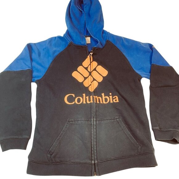 Columbia Kids Full Zip Hooded Logo Sweatshirt Size M (10/12) **NAVY & Royal Blue - Picture 1 of 7